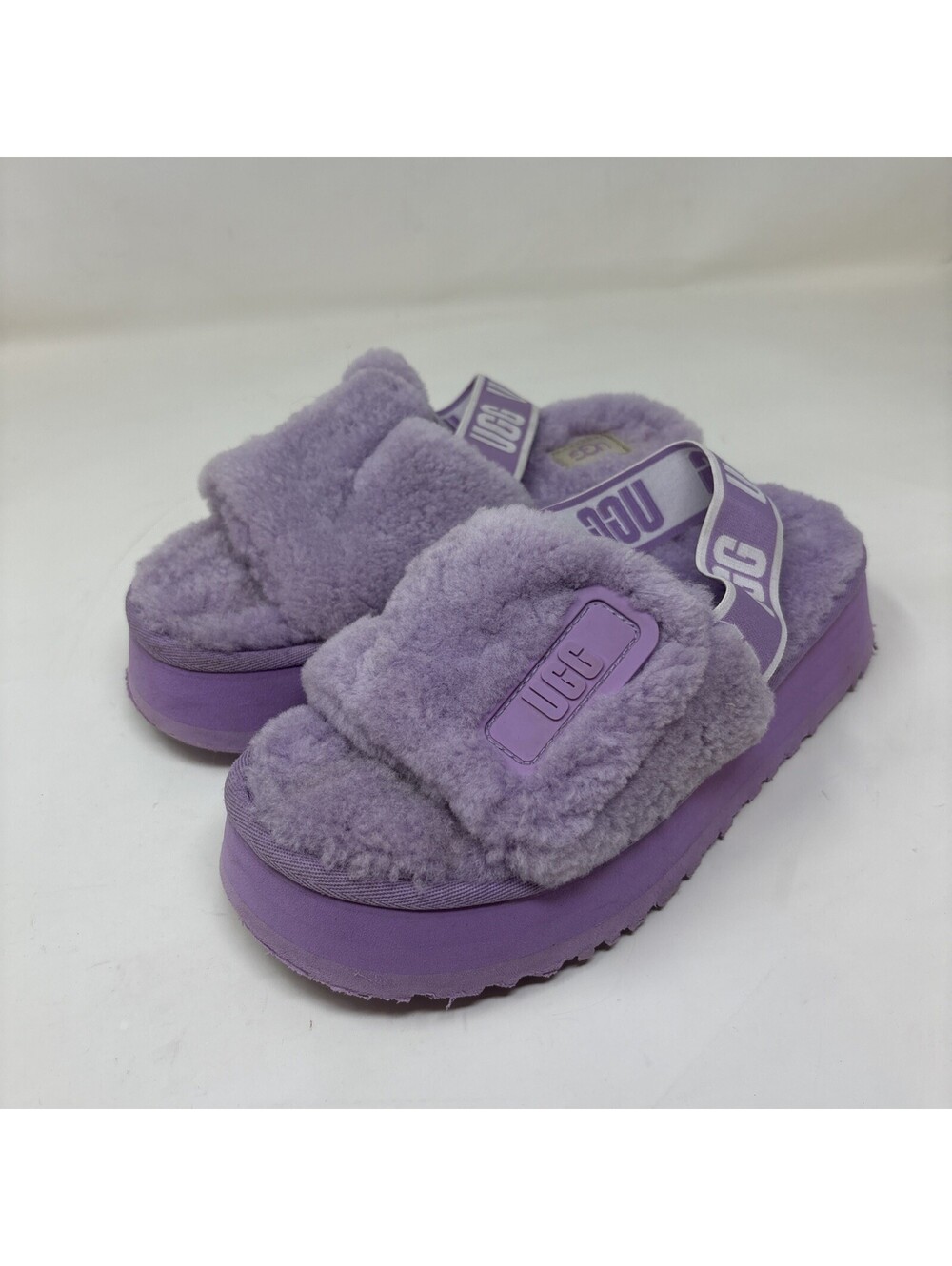 Women's UGG  Disco Purple Faux Fur Slingback Platform Slide Shoes Woman’s 11